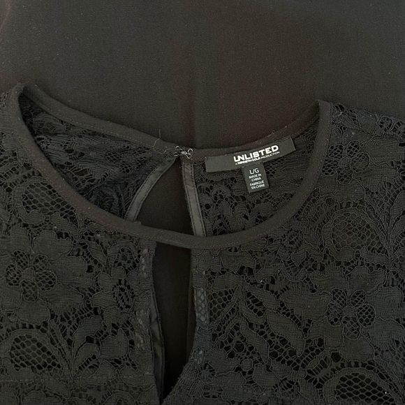 Unlisted Black Lace Short Sleeve Top L - Picture 3 of 4